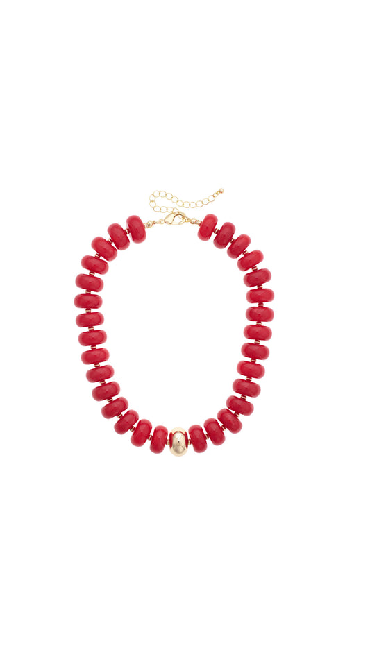 San Sebastián Beaded Resin Necklace: Red