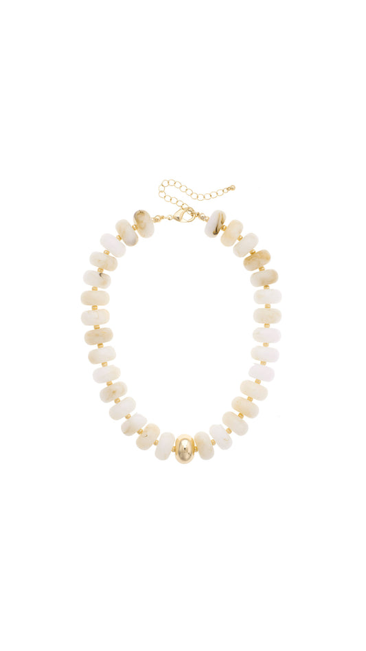 San Sebastián Beaded Resin Necklace: White