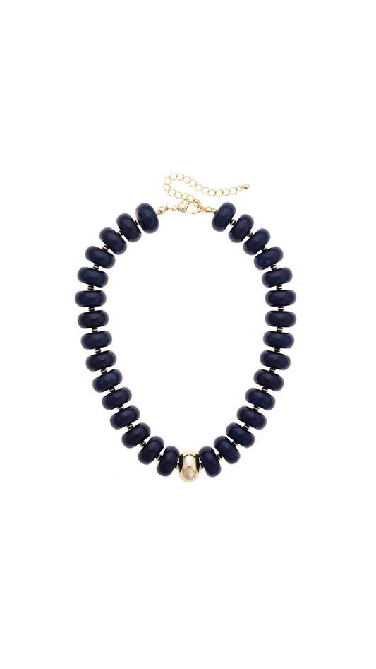 San Sebastián Beaded Resin Necklace: Navy