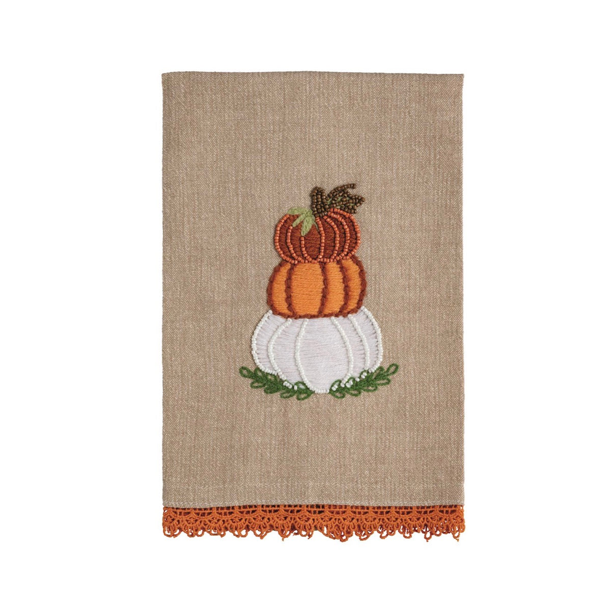 Stacked Pumpkin Beaded Embroidered Towel