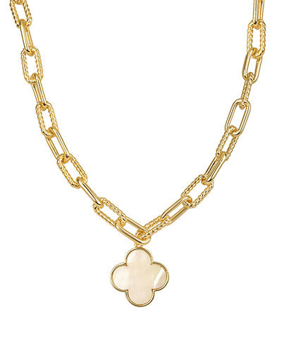 Mother of Pearl Clover Chain Necklace