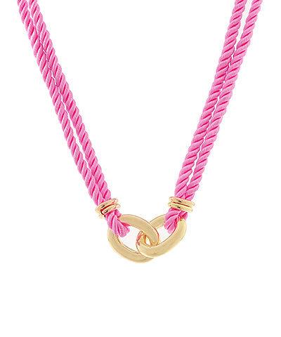Marina Silk Rope Necklace, Pink