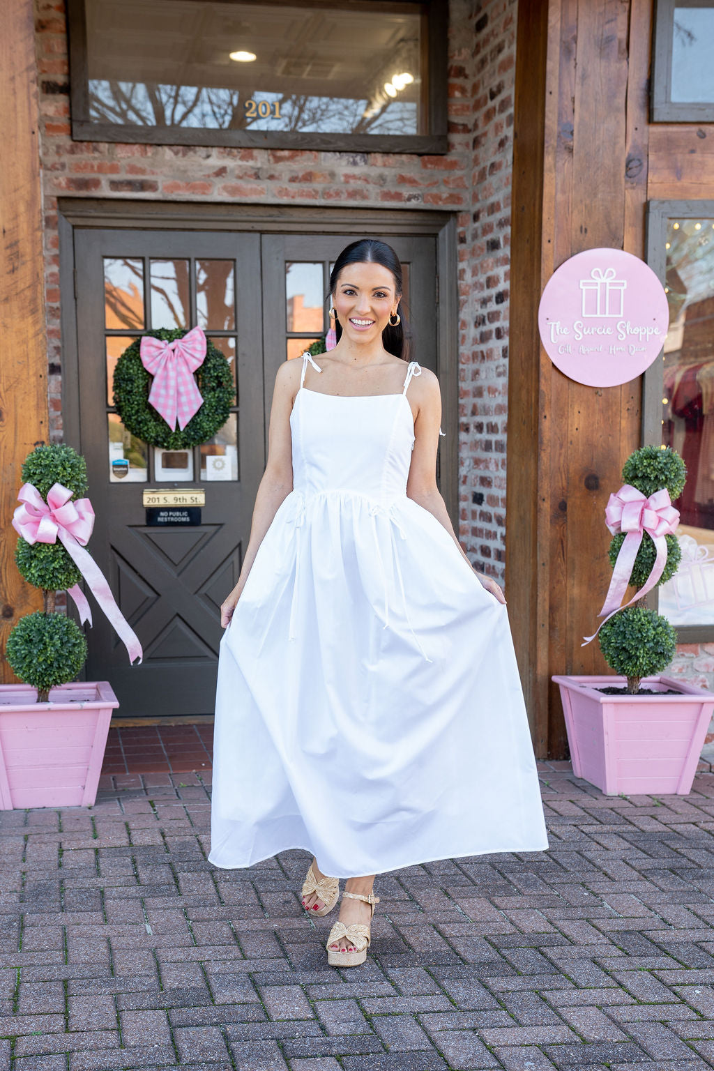 The Darling Detail White Midi Dress