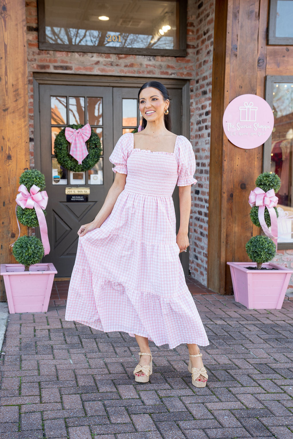 Garden Party Gingham Midi Dress
