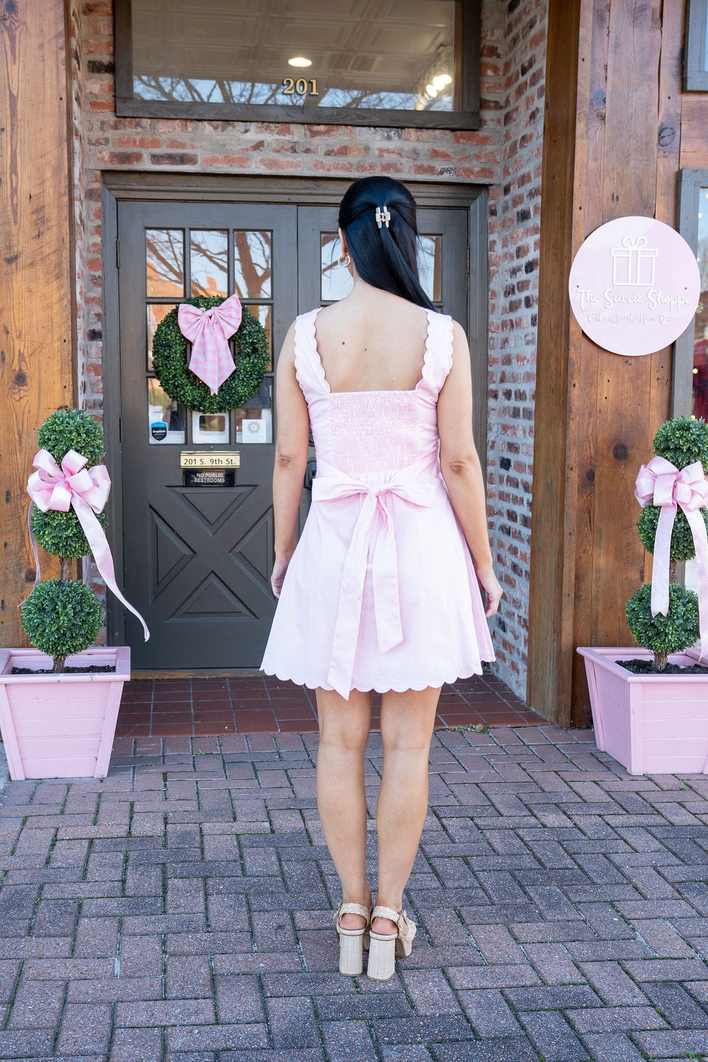 Blushing Belle Scalloped Mini Dress
