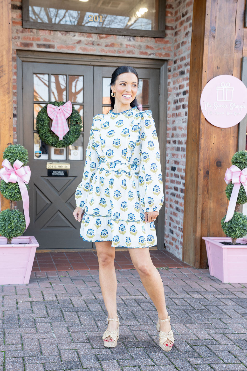 Alessia Blue and Green Floral Dress