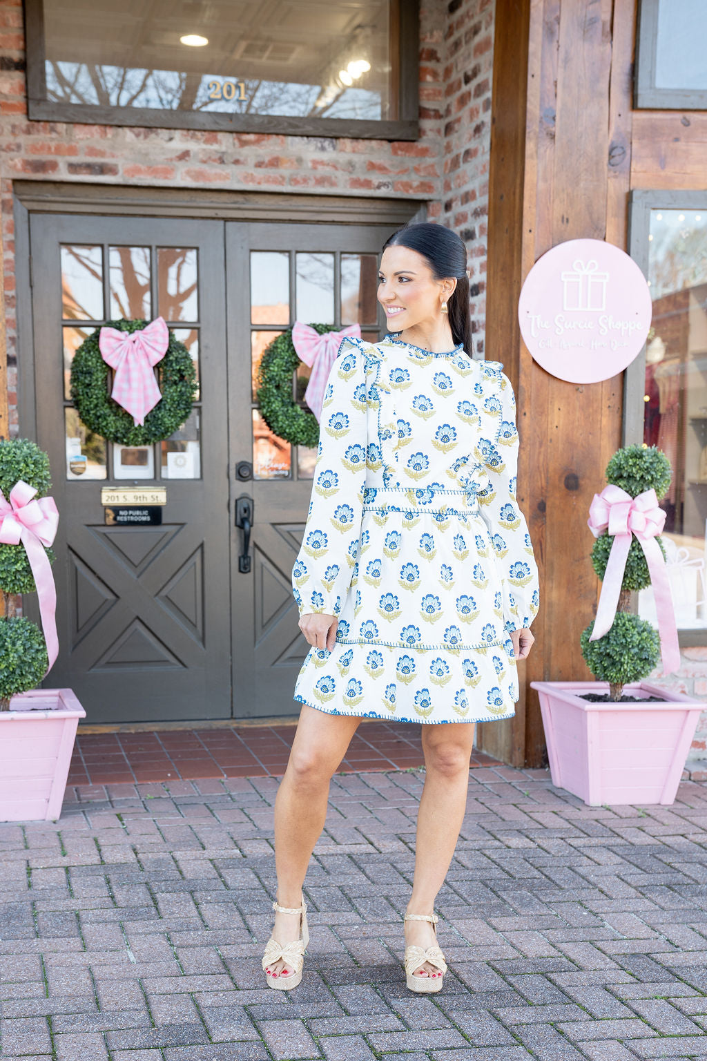 Alessia Blue and Green Floral Dress