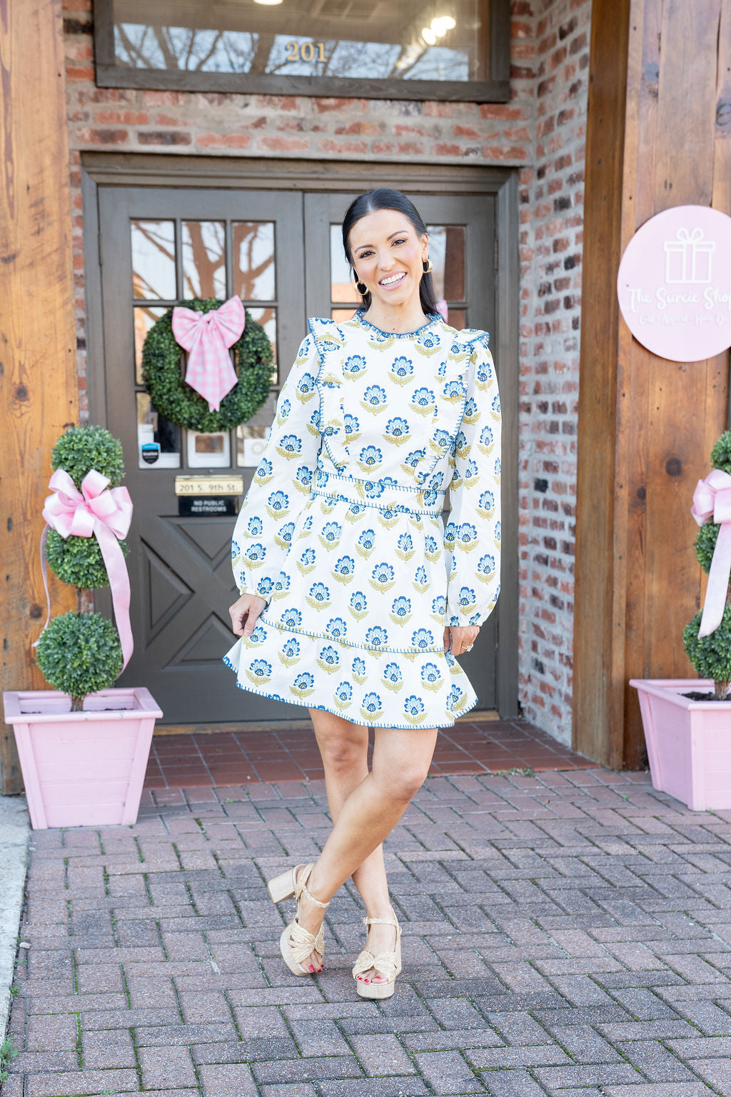 Alessia Blue and Green Floral Dress