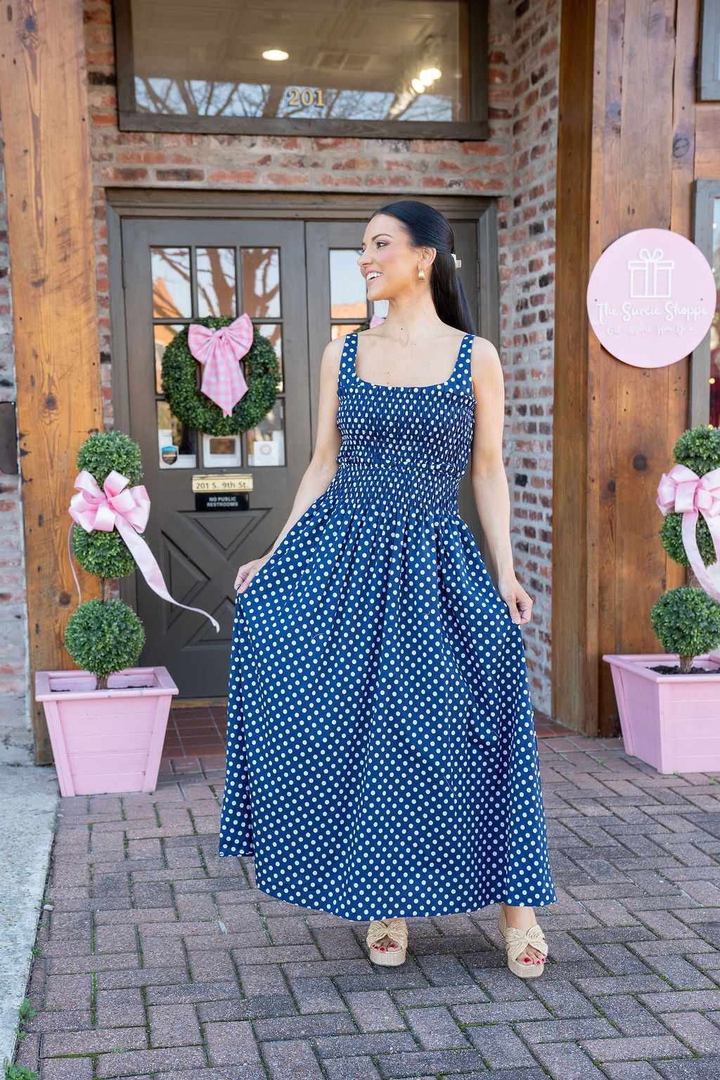 Audrey Polka Dot Dress, Navy Audrey Polka Dot Dress, Navy
