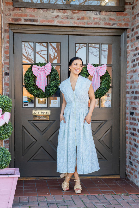 Eucalyptus Fields Zip Front Midi Dress