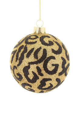 Glittered Leopard Ball Ornament