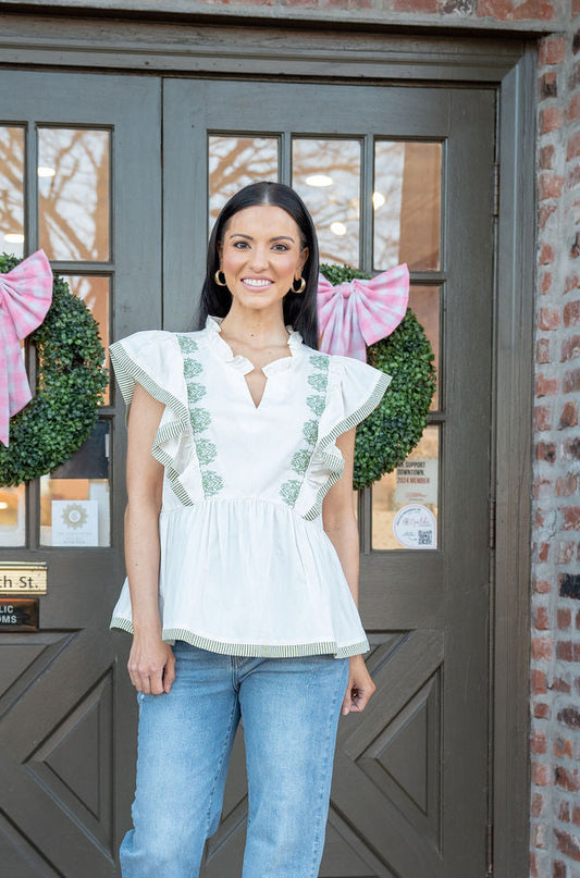 Clover Bloom Ruffle Top