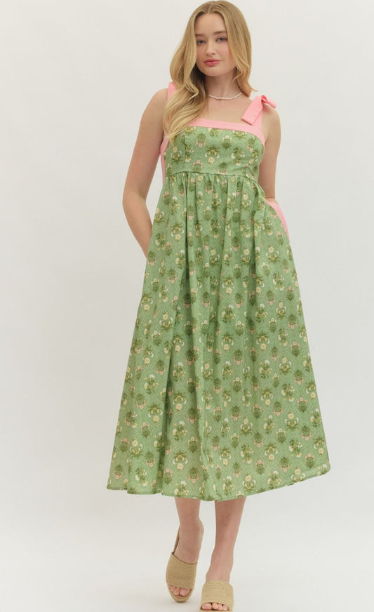 Meadow In Bloom Matcha Dress