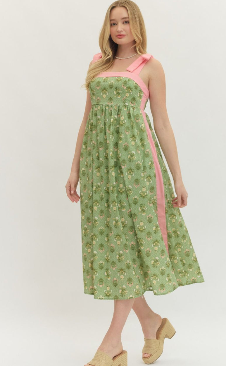Meadow In Bloom Matcha Dress