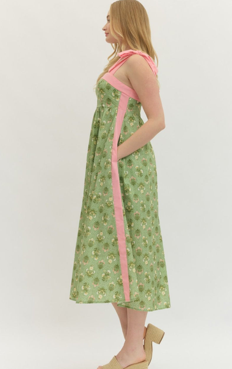 Meadow In Bloom Matcha Dress