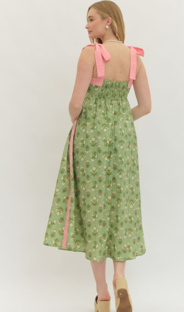Meadow In Bloom Matcha Dress