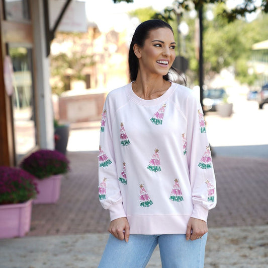 Mary Square | Katie Sweatshirt Pink Trees