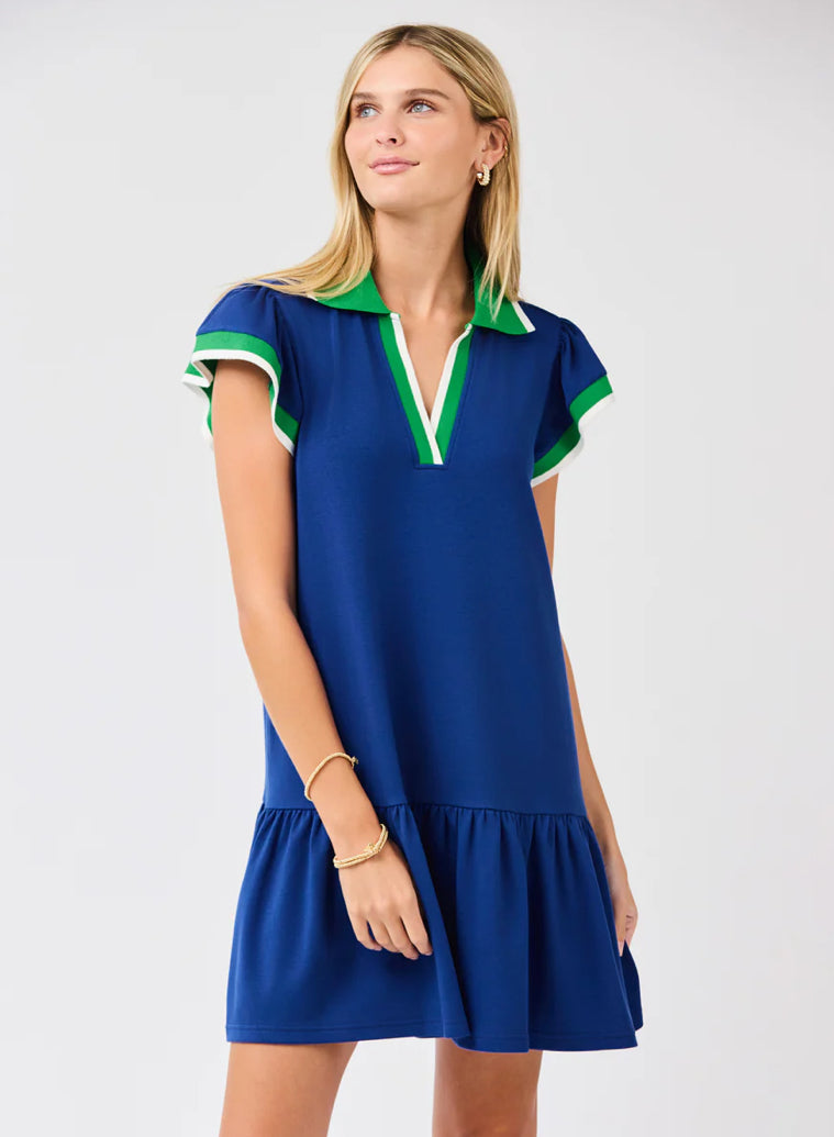 Mary Square Carissa Dress, Navy/Green