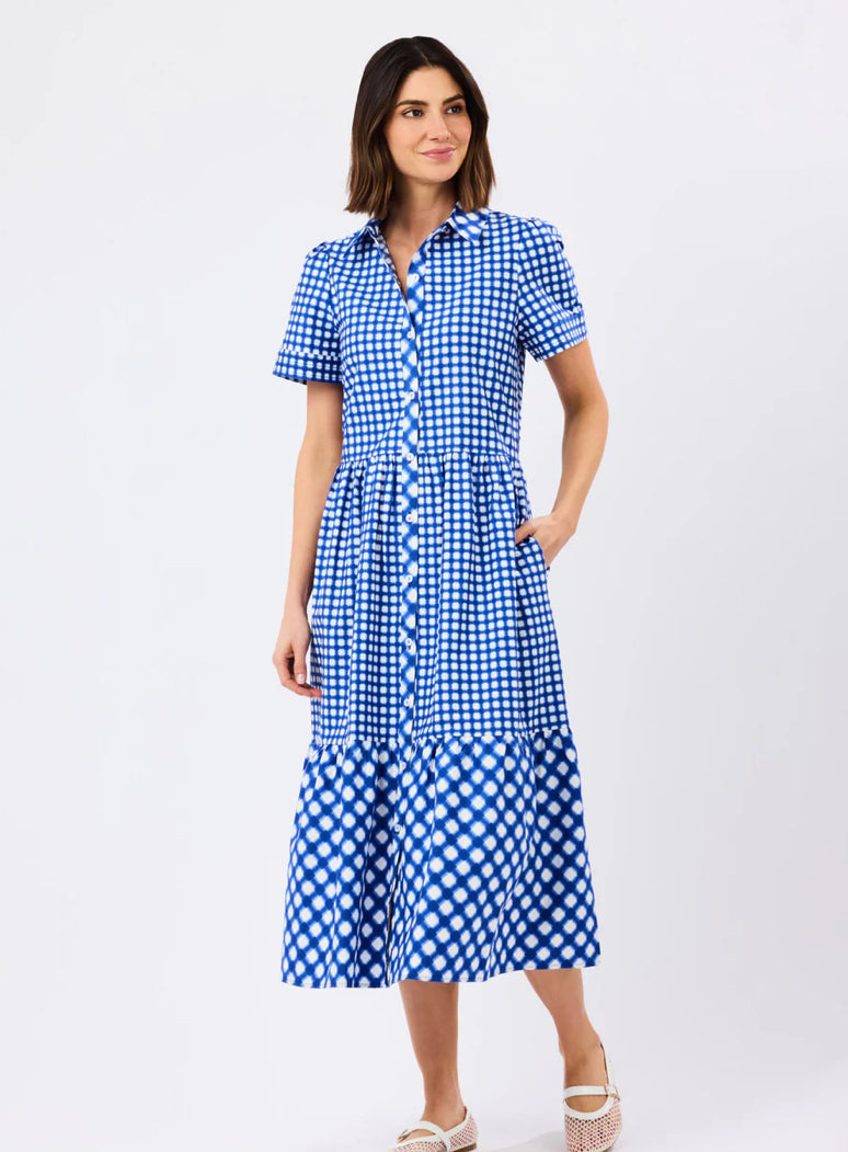 Mary Square Jema Dress, Gingham Mix Navy