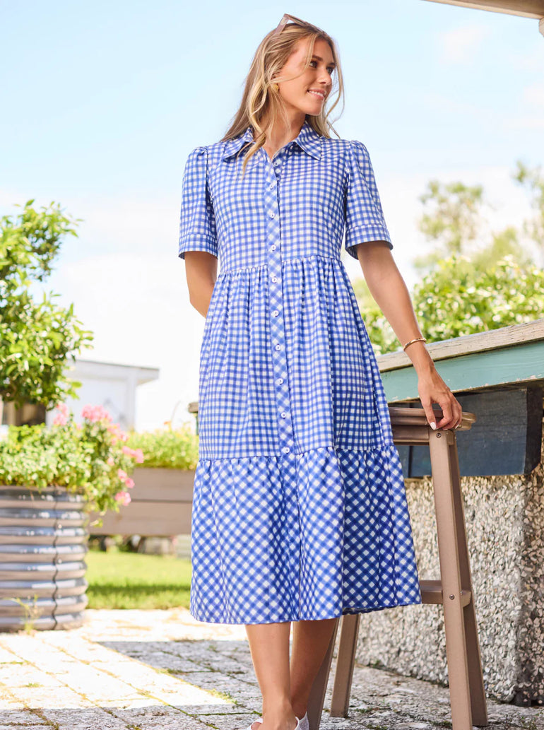 Mary Square Jema Dress, Gingham Mix Navy