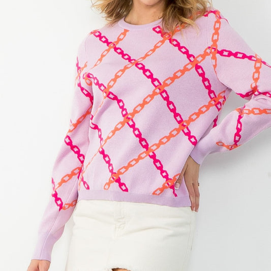 Chain Print Sweater Lilac