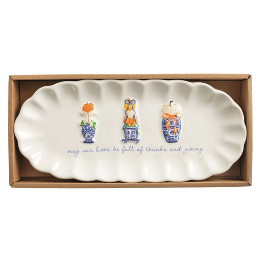 Pumpkin Topiary Scalloped Tray