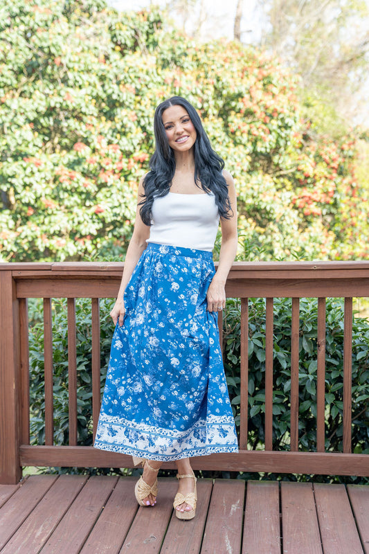Santorini Stroll Midi Skirt