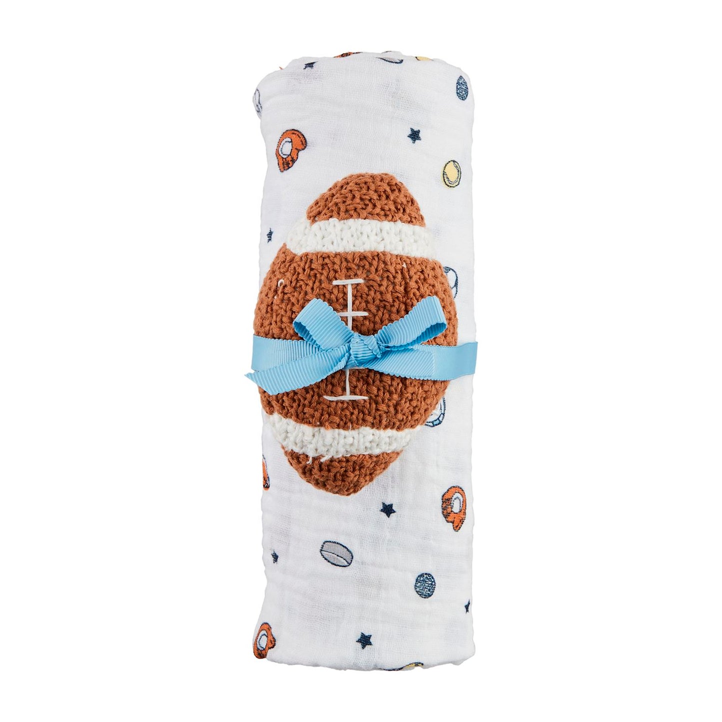 Football Swaddle and Rattle Set