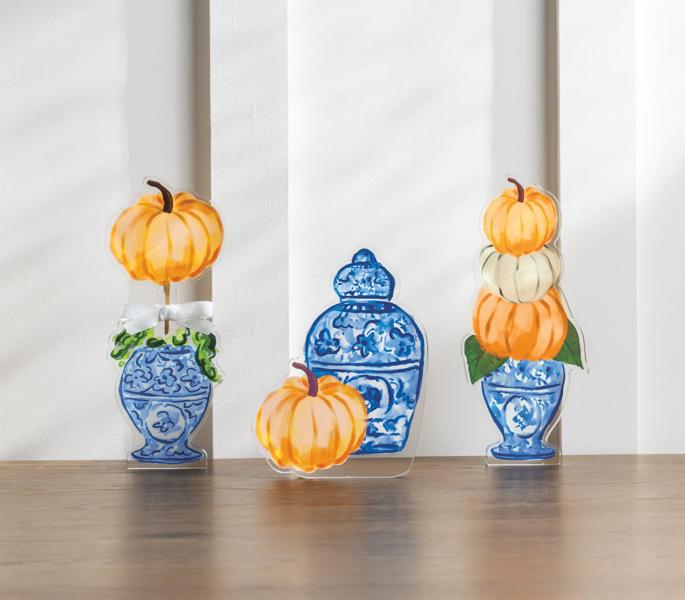 Triple Pumpkin Topiary Acrylic Sitter