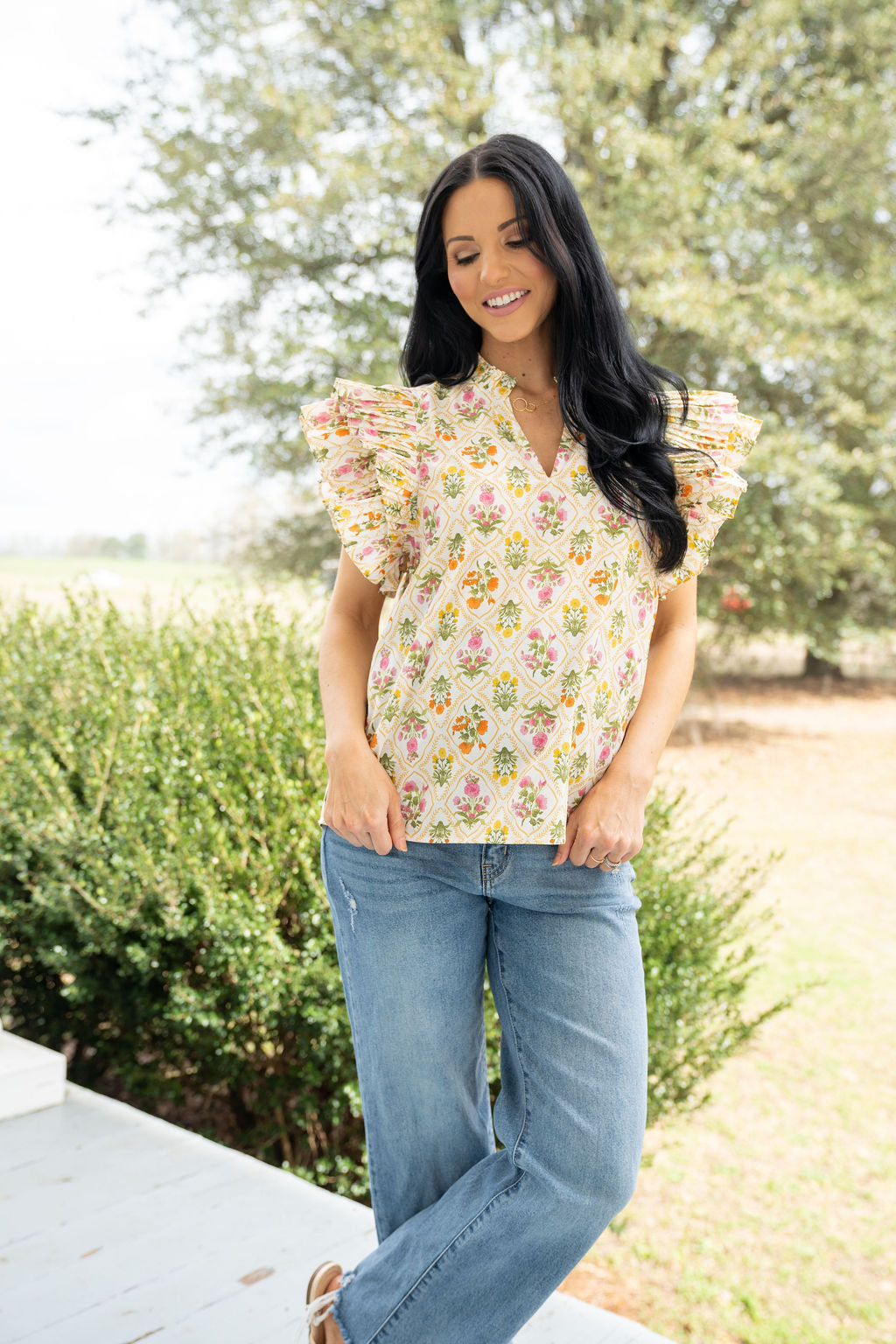 Marigold Floral Top