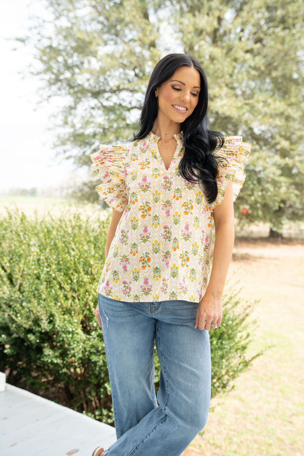 Marigold Floral Top