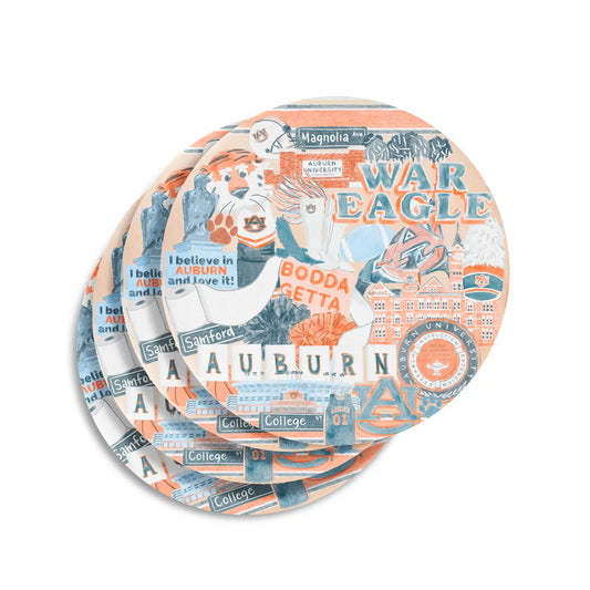Ceramic Auburn University Coaster Pack of 4