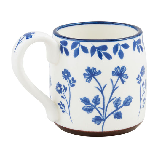 Blue Floral Mug, Vine Rim