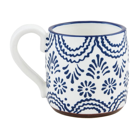 Blue Floral Mug, Wavy Line