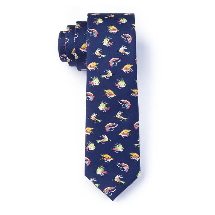 Fly Guy Skinny Tie-Navy Blue Silk