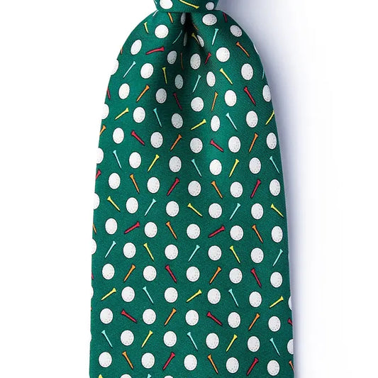 Par Tee Time Tie- Green Silk