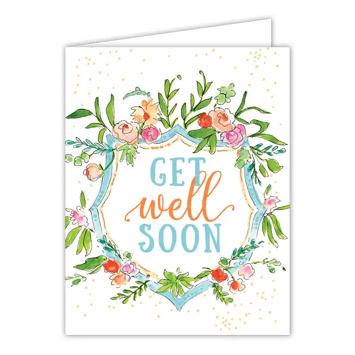 Greeting Card, Get Well Soon Floral Crest