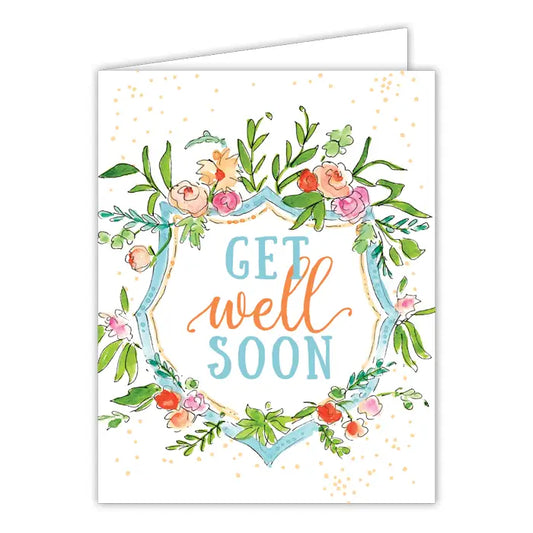 Greeting Card, Get Well Soon Floral Crest