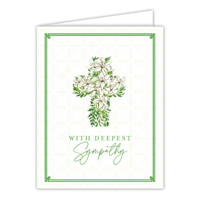 Greeting Card, With Deepest Sympathy White Lily Cross