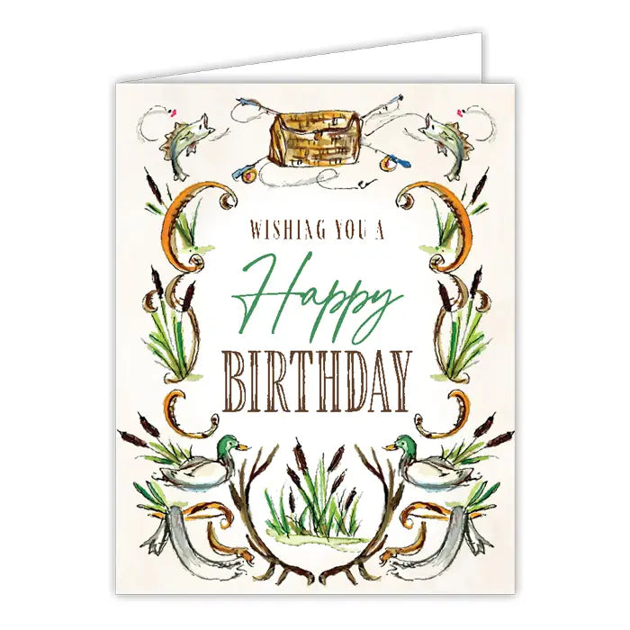 Greeting Card, Wishing You A Happy Birthday Fishing Hunting