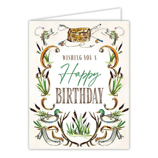 Greeting Card, Wishing You A Happy Birthday Fishing Hunting