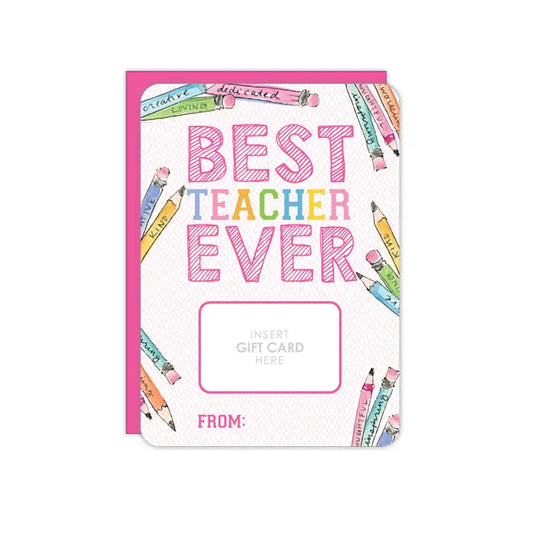 Greeting Card, Best Teacher Pencils Gift Card Holder