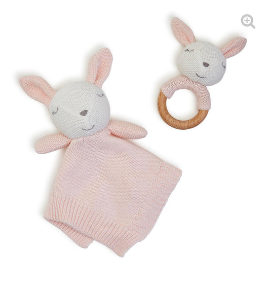 Baby Bunny Snuggle and Rattle Set