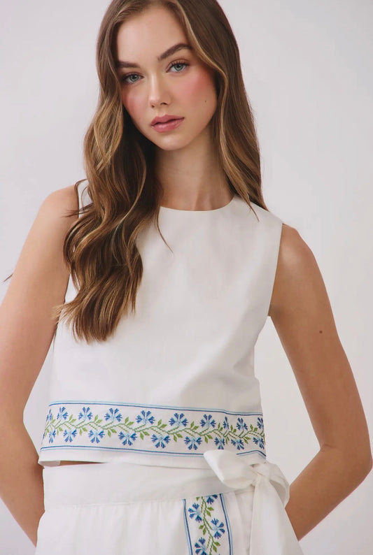 French Countryside Embroidered Top