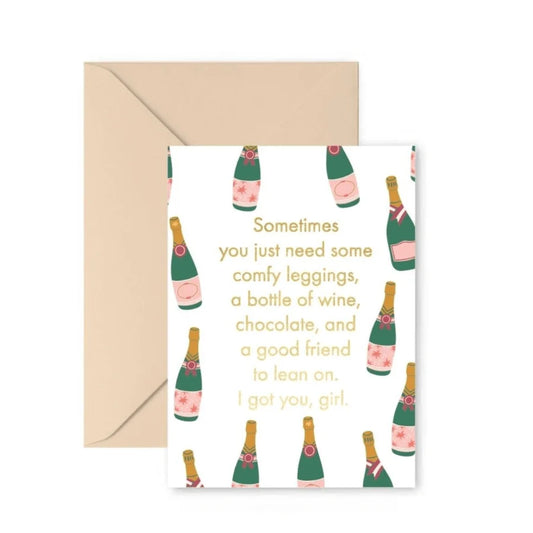 Greeting Card, Leggings and Wine