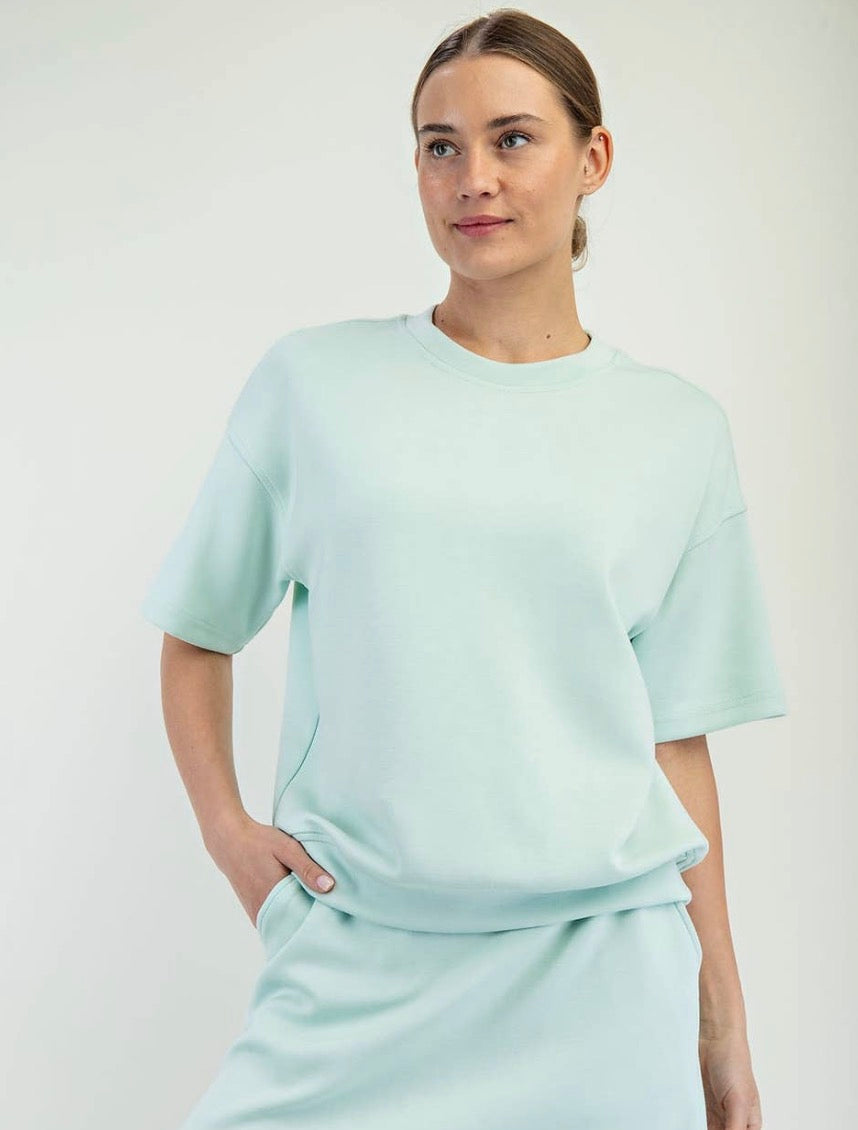 Lena Modal Scuba Top, Soft Mint