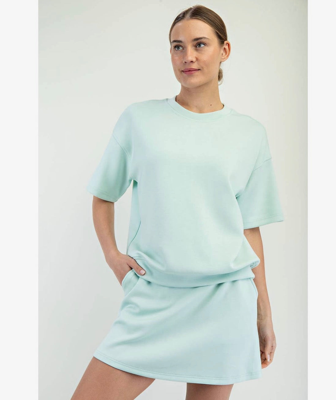 Lena Modal Scuba Top, Soft Mint