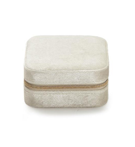 Velvet Jewelry Box, Cream