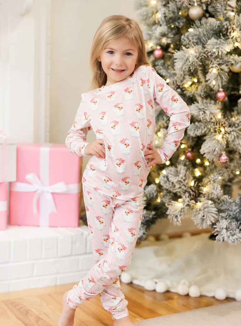 PJ Set Kids, Santa Baby Pink (Kids 6 - 12)