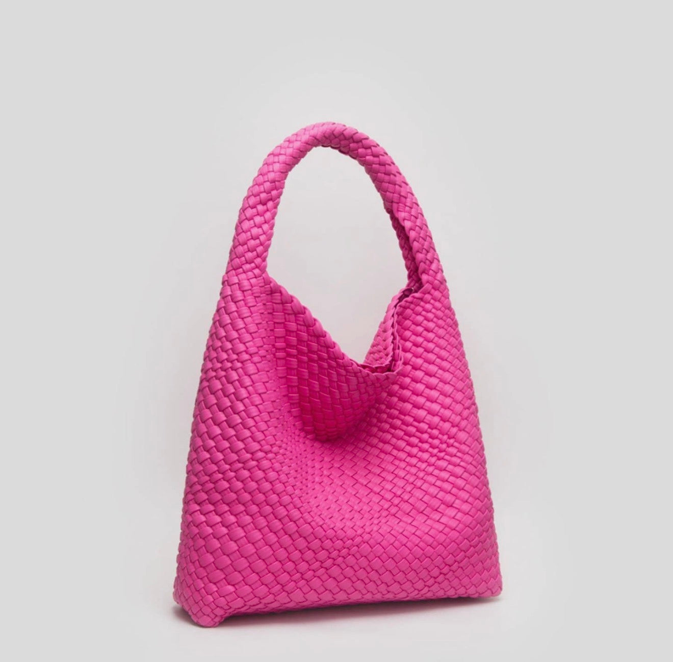 Soho Woven Shoulder Bag, Hot Pink